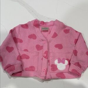 Disney Minnie Mouse and Pink Heart Patterned Cardigan